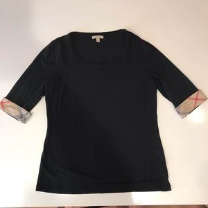 🌟 Black Burberry Check Cuff T-Shirt 🌟